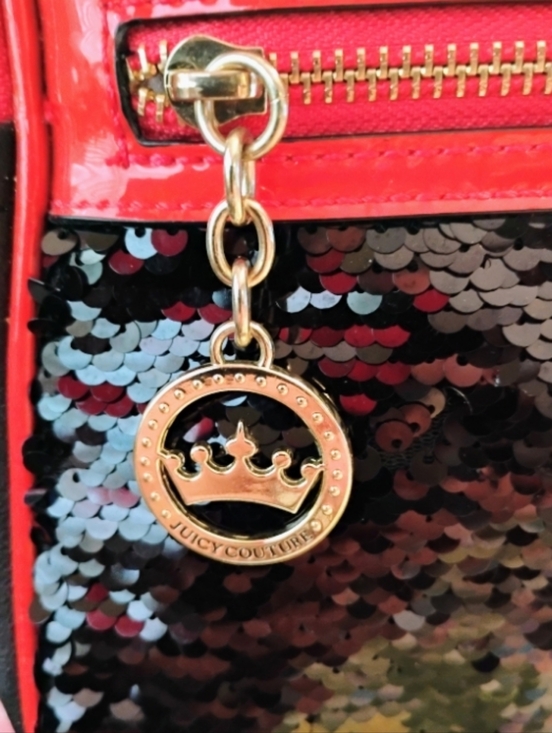 Juicy Couture Red Leopard Sequin Mini Backpack with  Heart Charm. main image 6